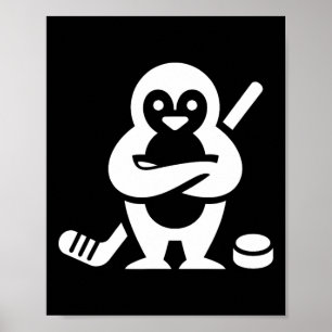 Póster Diseño de silueta de hockey de pingüino determinad