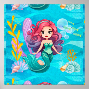 Póster Diseño de sirena mística