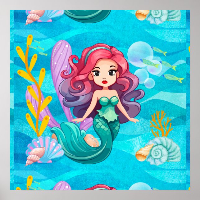 Póster Diseño de sirena mística (Frente)