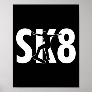 Póster Diseño de skateboard Sk8 Cool trucos de skateboard