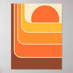 Póster Diseño de Sol Geométrico Retro