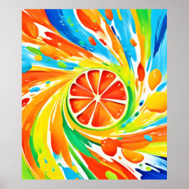 Póster Diseño de Splash de giratoria de cítricos