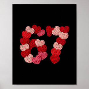Póster Diseño de suéter de 67 corazones para el amor del