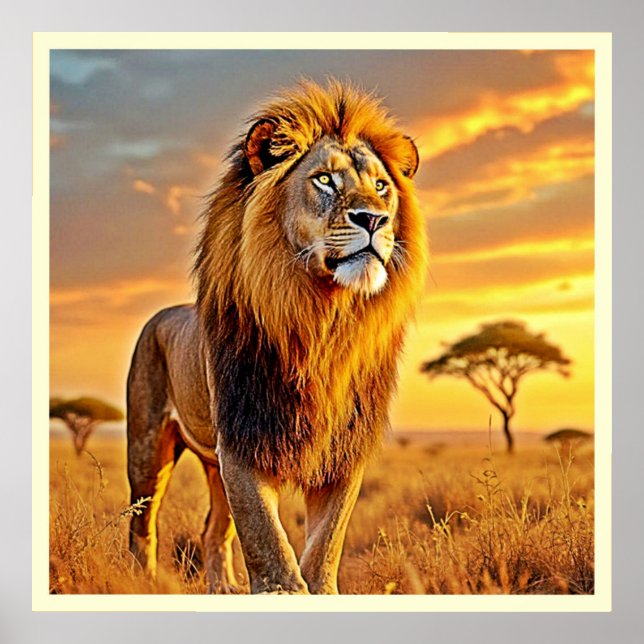 Póster Diseño de Sunset de Lion King Savanna (Frente)
