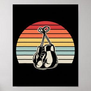 Póster Diseño de Sunset para Guantes de Boxeo Retro 1