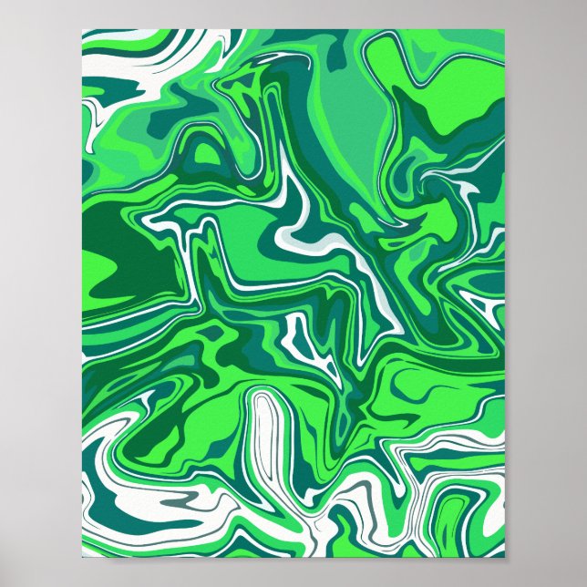 Póster Diseño de Swirl Green Abstract (Frente)