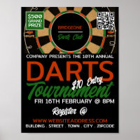 Diseño de tablero, publicidad del Torneo de dardos