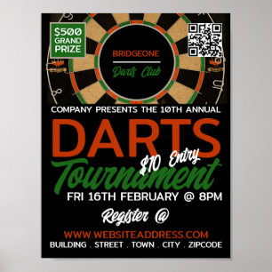 Póster Diseño de tablero, publicidad del Torneo de dardos