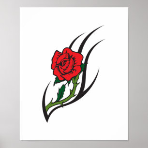Póster Diseño de tatuaje Rosa