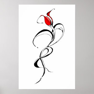 Póster Diseño de tatuajes tribales de la dama de rosa roj