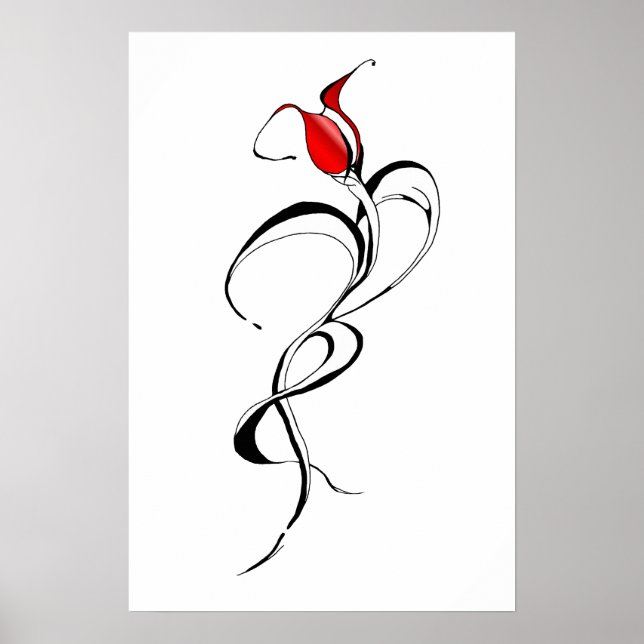 Póster Diseño de tatuajes tribales de la dama de rosa roj (Frente)