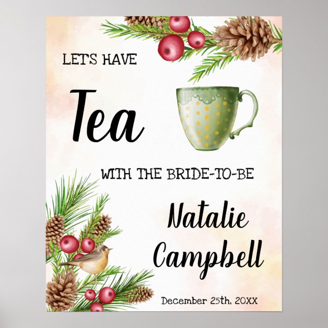 Póster Diseño de Tea Bridal Shower Navidades (Frente)