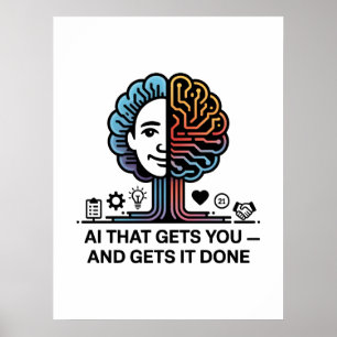 Póster Diseño de tecnología cerebral de IA para innovador