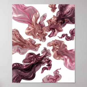Póster Diseño de tela voladora de plata impresionante