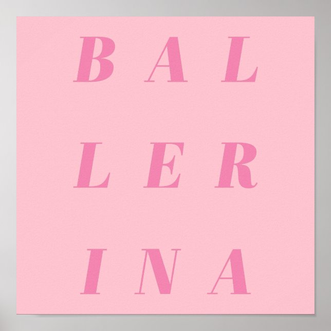 Póster Diseño de texto Ballerina rosa para bailarinas de  (Frente)
