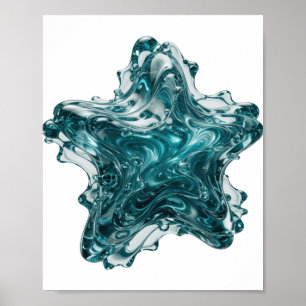 Póster Diseño de texto BLUE STAR plateado llamativo
