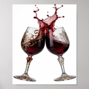 Póster Diseño de texto COPAS DE VINO Snappy Gold