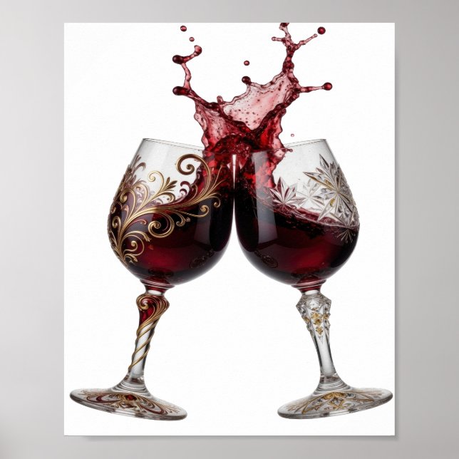 Póster Diseño de texto COPAS DE VINO Snappy Gold (Frente)