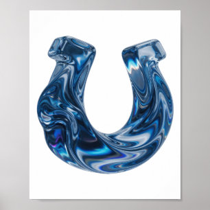 Póster Diseño de texto de AGUA Azul Intenso