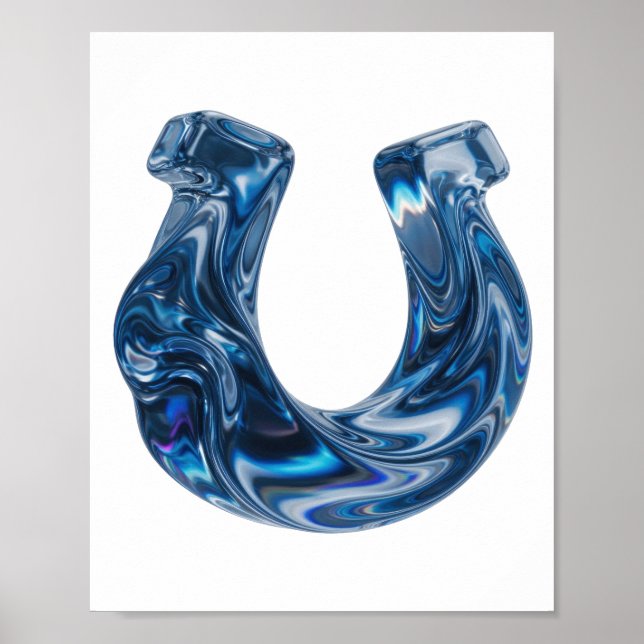 Póster Diseño de texto de AGUA Azul Intenso (Frente)