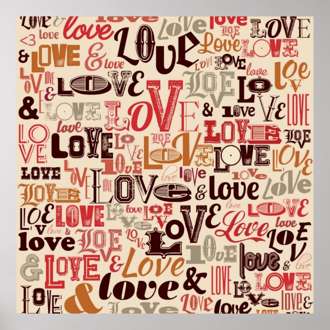 Póster Diseño de texto de amor (Frente)