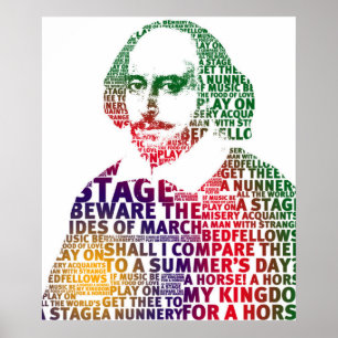 Póster Diseño de texto de gradiente verde Shakespeare