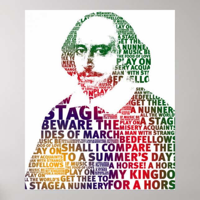 Póster Diseño de texto de gradiente verde Shakespeare (Frente)