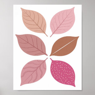 Póster Diseño de texto de hojas de otoño plateadas juguet