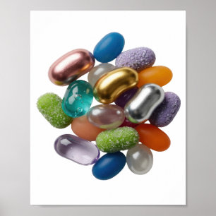 Póster Diseño de texto de ositos de goma plateados que ll