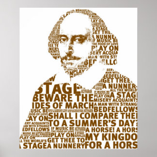 Póster Diseño de texto de Sakespeare marrón