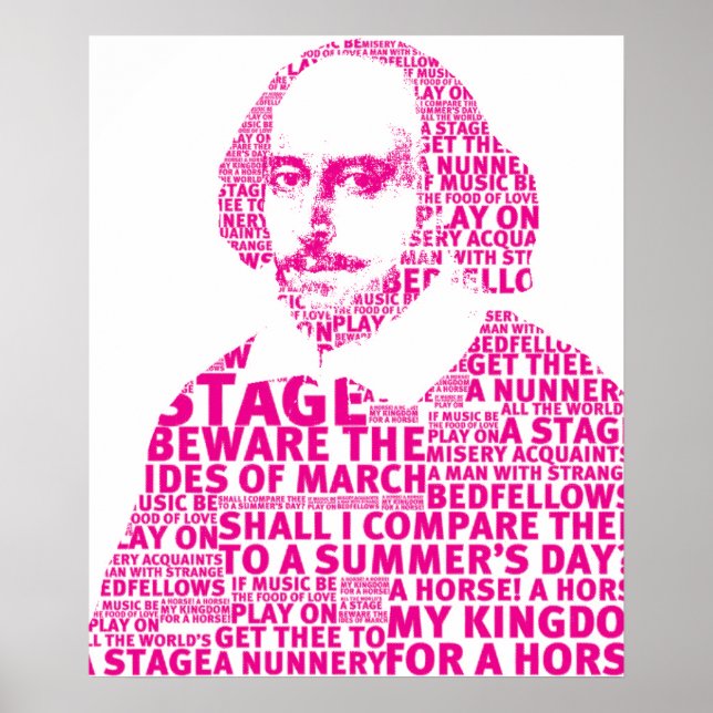 Póster Diseño de texto de Shakespeare rosa (Frente)