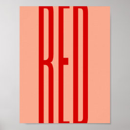 Póster Diseño de texto de tipografía roja minimalista art