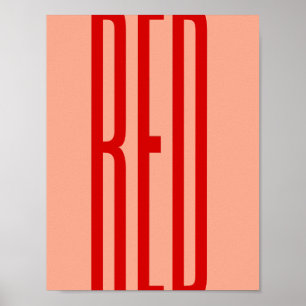 Póster Diseño de texto de tipografía roja minimalista art