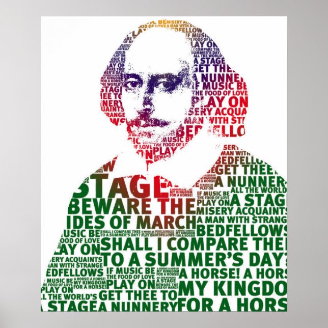 Póster Diseño de texto degradado verde de Shakespeare (Frente)