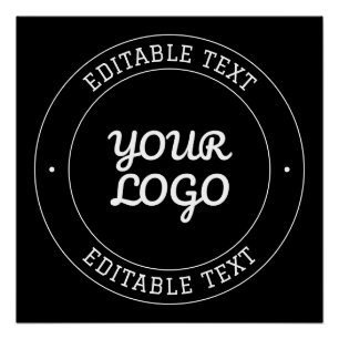 Póster Diseño de texto editable con tu logo Blanco y ne
