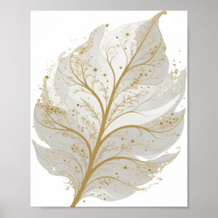 Póster Diseño de texto HOJA RESPLANDECIENTE de oro fresco
