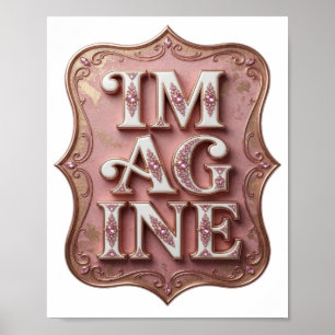 Póster Diseño de texto IM AG INE Rosa Ingenioso