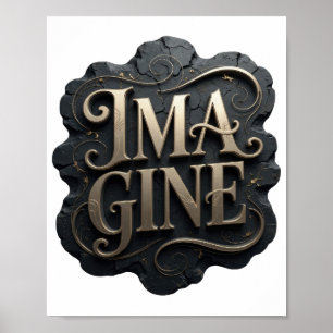 Póster Diseño de texto IMAGINA Edgy Gold
