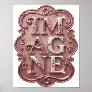 Póster Diseño de texto IMAGINA Snappy Rosa