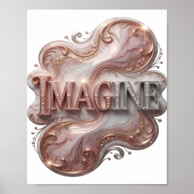 Póster Diseño de texto IMAGINA Snappy Silver (Frente)