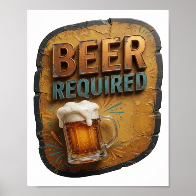 Póster Diseño de texto IMPACTANTE CERVEZA REQUERIDA (Frente)