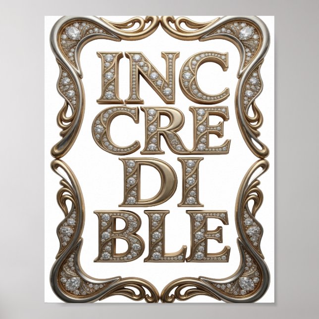 Póster Diseño de texto INCREDIBLE de oro Sharp (Frente)