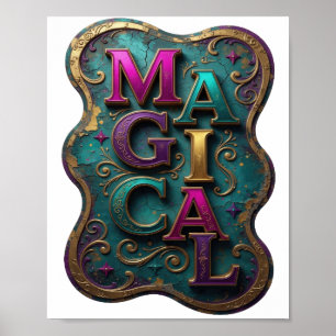 Póster Diseño de texto mágico morado elegante