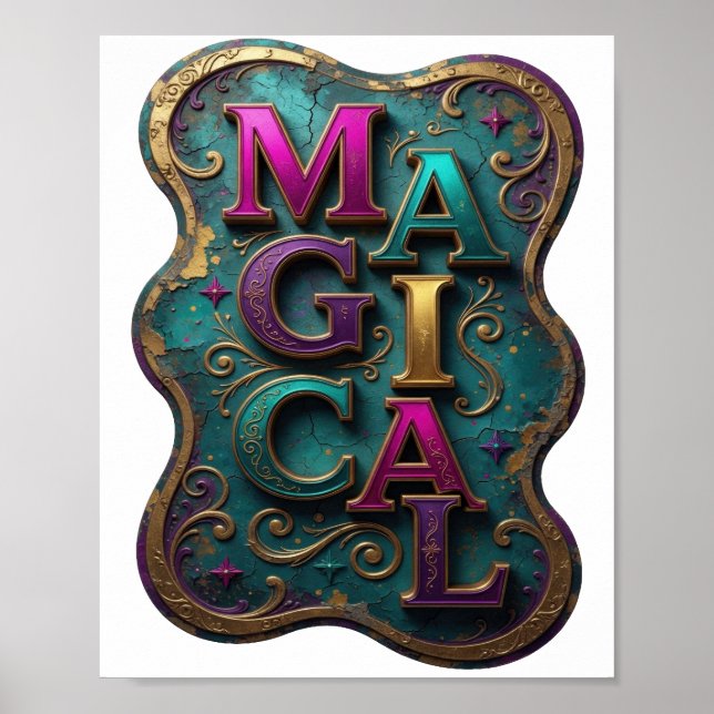 Póster Diseño de texto mágico morado elegante (Frente)