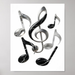 Póster Diseño de texto MUSIC IN MOTION Cool Silver