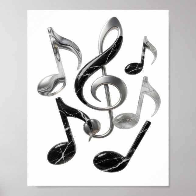 Póster Diseño de texto MUSIC IN MOTION Cool Silver (Frente)