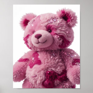 Póster Diseño de texto OSO TEDDY ROSA Plata Moderno