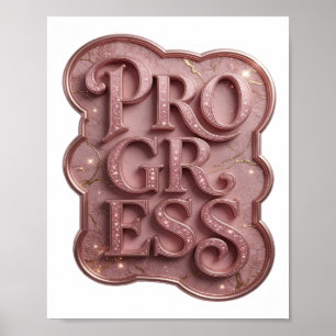 Póster Diseño de texto PROGRESO Rosa Hermoso