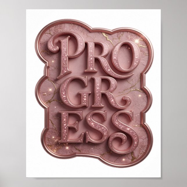 Póster Diseño de texto PROGRESO Rosa Hermoso (Frente)