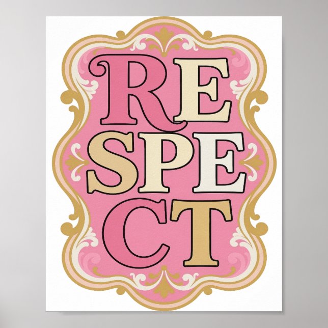 Póster Diseño de texto RESPETO Witty Gold (Frente)